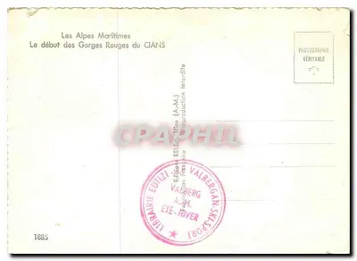 Alpes Maritimas — Início das Gorges Rouges do CIANS — Éditions RELLA, Nice — Verso