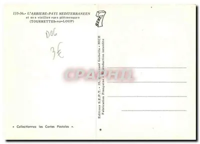 Tourrettes-sur-Loup — ruas medievais — Edições S.E.P.T. - 35, Boulevard Gorbella - Nice — Verso