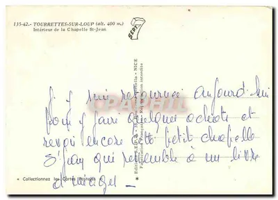 Tourrettes-sur-Loup — wnętrze kaplicy św. Jana — Wydawca S.E.P. - NICE — Rewers