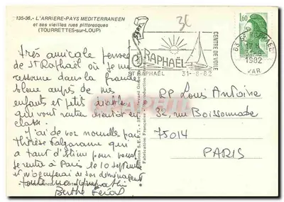 Rua pitoresca em Saint-Raphaël — Tourrettes-sur-Loup — Edição S.E.F.T. n°135-36 — Verso