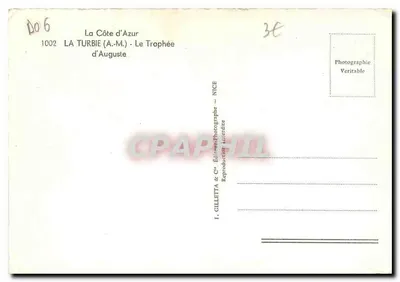La Turbie (A.M.) - O Troféu de Augusto — F. Gilletta & Cie, Editor Fotográfico, Nice — Verso