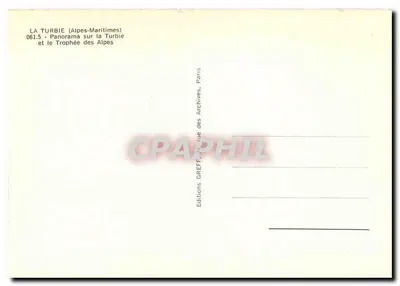 La Turbie (Alpes-Maritimes) — Panorama de La Turbie e o Trophée des Alpes — Éditions GREFF, Paris — Verso