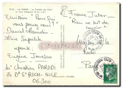 La Turbie - O Troféu das Alpes ou Torre de Augusto — Edições S.E.P.T. - Alexis-Mossa - Nice — Verso