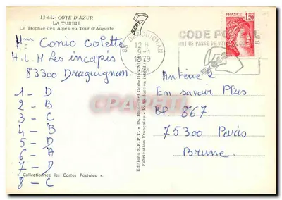 O Troféu dos Alpes ou Torre de Augusto — Costa Azul — Edições S.E.P.T. - 13-64 — Verso