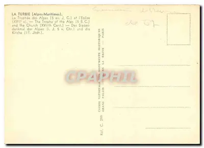 La Turbie — O Troféu das Alpes e a Igreja — Caisse Nationale des Monuments Historiques — Verso