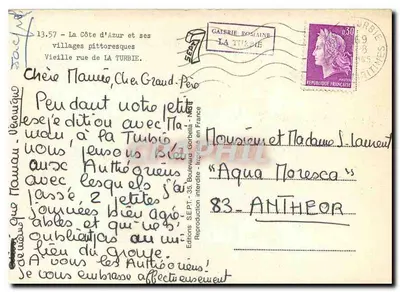 Velha rua de La Turbie — A Costa Azul e seus vilarejos pitorescos — Edições SE.P.T. - Impresso na França — Verso