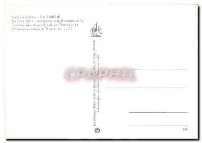 A Costa Azul - LA TURBIE — A Via Julia e o Troféu das Alpes — Edições MAR — Verso