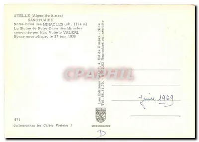 Nossa Senhora dos Milagres — Santuário de Utele (Alpes-Maritimes) — Éditions Mexichrome, n° 671 — Verso