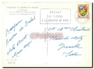 Ilha de Bréhat — Margelle e Chaumière florescentes — Éditions d'Art Yvon — Verso