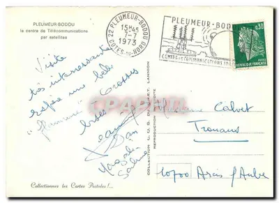 Pleumeur-Bodou — Centro de Telecomunicações por Satélite — editor C.O.S. du Génét — Verso