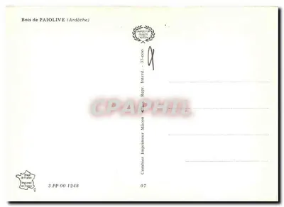 Bois de Paiolive — Ardèche — Imprimeur Combier, n° 3 PP 00 1248 — Verso