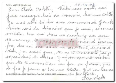 Vogüé — Ardèche — Ed. D. PIGNOL n° 5652 — Verso