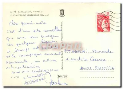 O Castelo de Ventadour (século XIV) — Paisagens do Vivarais — Edições J. Gallard — Verso