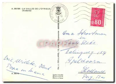 Vale do Eyrieux — vista aérea — Ed. J. Cellard, A. 86186 — Verso