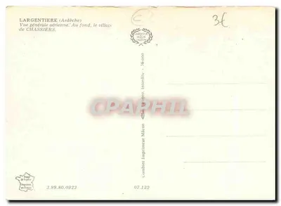 Largentière (Ardèche) — ogólne zdjęcie z góry. W tle, wieś Chassiers — wydawca Combier, Mâcon — Rewers