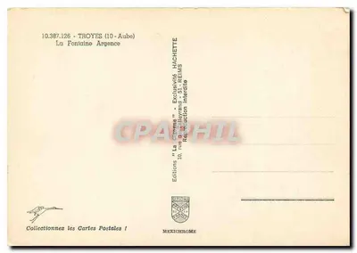 Fonte Argence — TROYES (Aube) — Éditions HACHETTE — Verso
