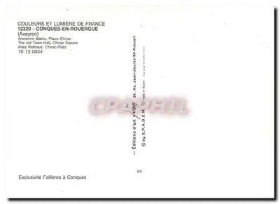 Conques-en-Rouergue — Velha Prefeitura, Praça Chirac — Éditions d'art Yvon — Verso