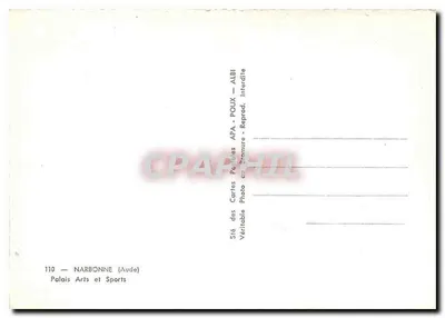 NARBONNE (Aude) — Palácio de Artes e Esportes — editor APA — Verso
