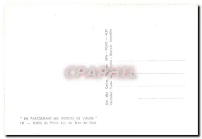Gorges de l'Aude — Défilé de Pierre Lys. Le Trou du Curé — APA — Verso