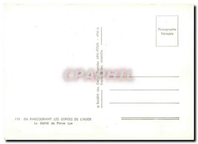 O Desfiladeiro de Pierre Lys — Gorges da Aude — Sociedade das Cartas Postais APA-POUX — Verso