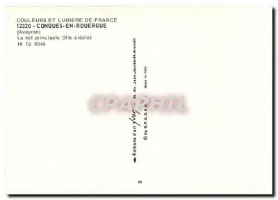 Nef principal da catedral — Conques-en-Rouergue — Edições de Arte Jean-Jaurès — Verso