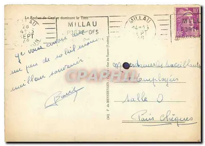 Widok na Rocher de Capluc dominujący Tarn — Millau (Lozère) — F. de MENSIENGEN - (46) — Rewers