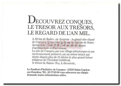 Conques — local classificado no Caminho de Santiago de Compostela — Syndicat d'Initiative — Verso