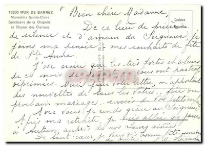 Sanctuaire de la Chapelle et Chœur des Clarisses — Mur de Barrez — Couleurs Naturelles — Verso