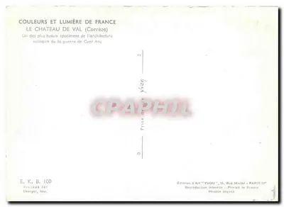 Castelo de Val — Corrèze — Edições d'Art YVON — Verso