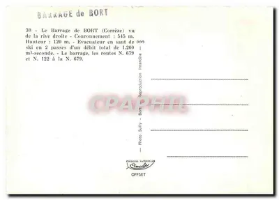 Barragem de Bort — Corrèze — Foto Sully Bort — Verso