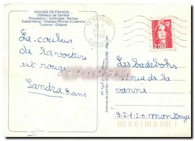 La Corrèze — seus castelos — Imagens da França — Verso