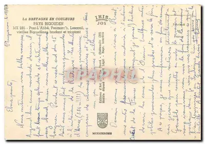 Pays Bigouden — Alte Bigoudènes, die stricken und sticken — Jos Art Editions, Pont-L'Abbé — Rückseite