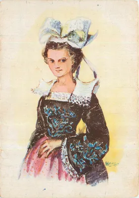 Mulher em traje tradicional — A Bretanha — Editor J'Art, n° 3001