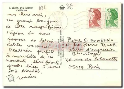 Rua antiga — Die (Drôme) — Edições CELLARD, n° D.33789 — Verso