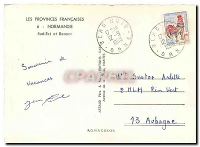 Normandie Sud-Est et Beauce — Carte postale illustrée — Éditions Artaud, Nantes — Rewers