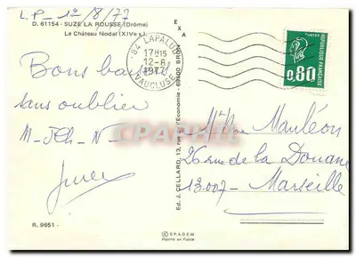 Zamek feudalny (XIV w.) — Suze-la-Rousse (Drôme) — Wyd. J. Cellard, n° R.9651 — Rewers