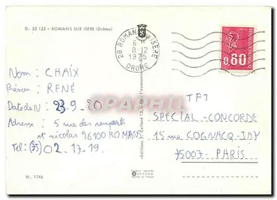 Romans-sur-Isère — vue aérienne de la ville et du pont — éditeur Editions SPAGEM — Verso