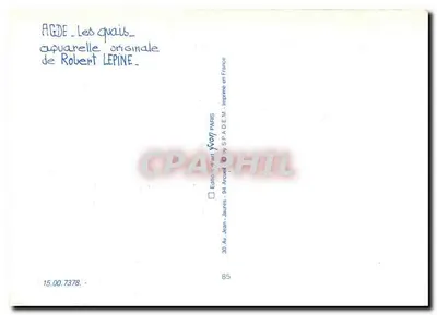 Agde — Quais — oryginalna akwarela Roberta Lepine — Rewers