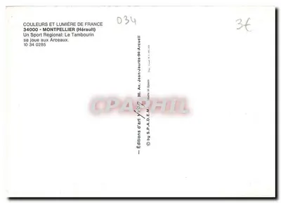 Montpellier (Hérault) — Regionalny Sport: Tambourin gra się na Arceaux — Wydawnictwo S.P.A.D.E.M. — Rewers