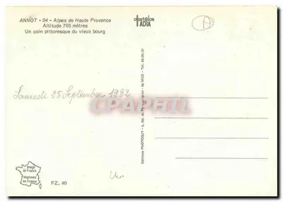 Annot - Alpes da Alta Provença — Um canto pitoresco do antigo vilarejo — Éditions de France — Verso