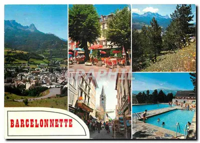 Barcelonnette — vista panorâmica, rua animada, piscina e montanhas — Éditions des Alpes