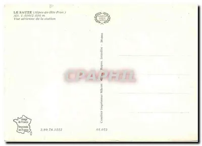 Le Sauze (Alpes-de-Haute-Provence) — Luftbild der Station — Verlag Combier, Nr. 3.99.78.1552 — Rückseite
