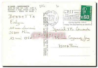 Le Sauze - Barcelonnette — Alpes do Sul — editor desconhecido — Verso