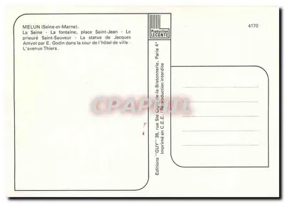 Melun — Recuerdo de Melun — Ediciones GUY — Reverso