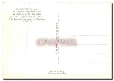 Schloss Rambouillet — Sommerresidenz des Präsidenten der Republik — Verlag Y. Hoebel-Petit, Paris — Rückseite