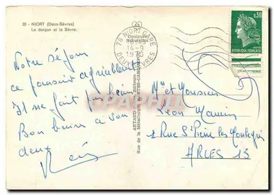 Niort - O donjon e o rio Sèvre — Artaud Frères, editores, Niort — Verso