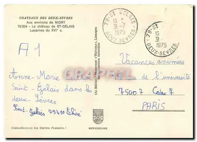 Castelo de Saint-Gelais — Castelos dos Deux-Sèvres — Éditions Modérnes « Théodjacs », Limoges — Verso
