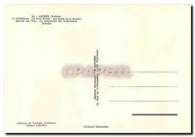 Amiens — Katedra, Wieża Perret, Brzegi Sommy, Pomnik — Éditions Normandes FR. GOUBEY — Rewers