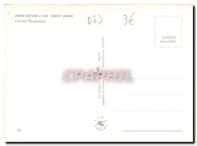 Jardim Exótico e Zoológico de Sanary — Cactos Mexicanos — Éditions Bandol — Verso