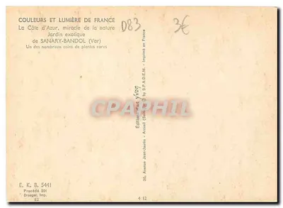 Jardim exótico — Sanary-Bandol (Var) — Editor Jean-Jaurès — Verso